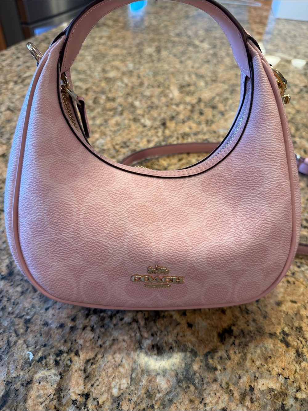 NWT Coach Mini Carmen Light Pink Signature Handbag in Powder Pink - Picture 3 of 7